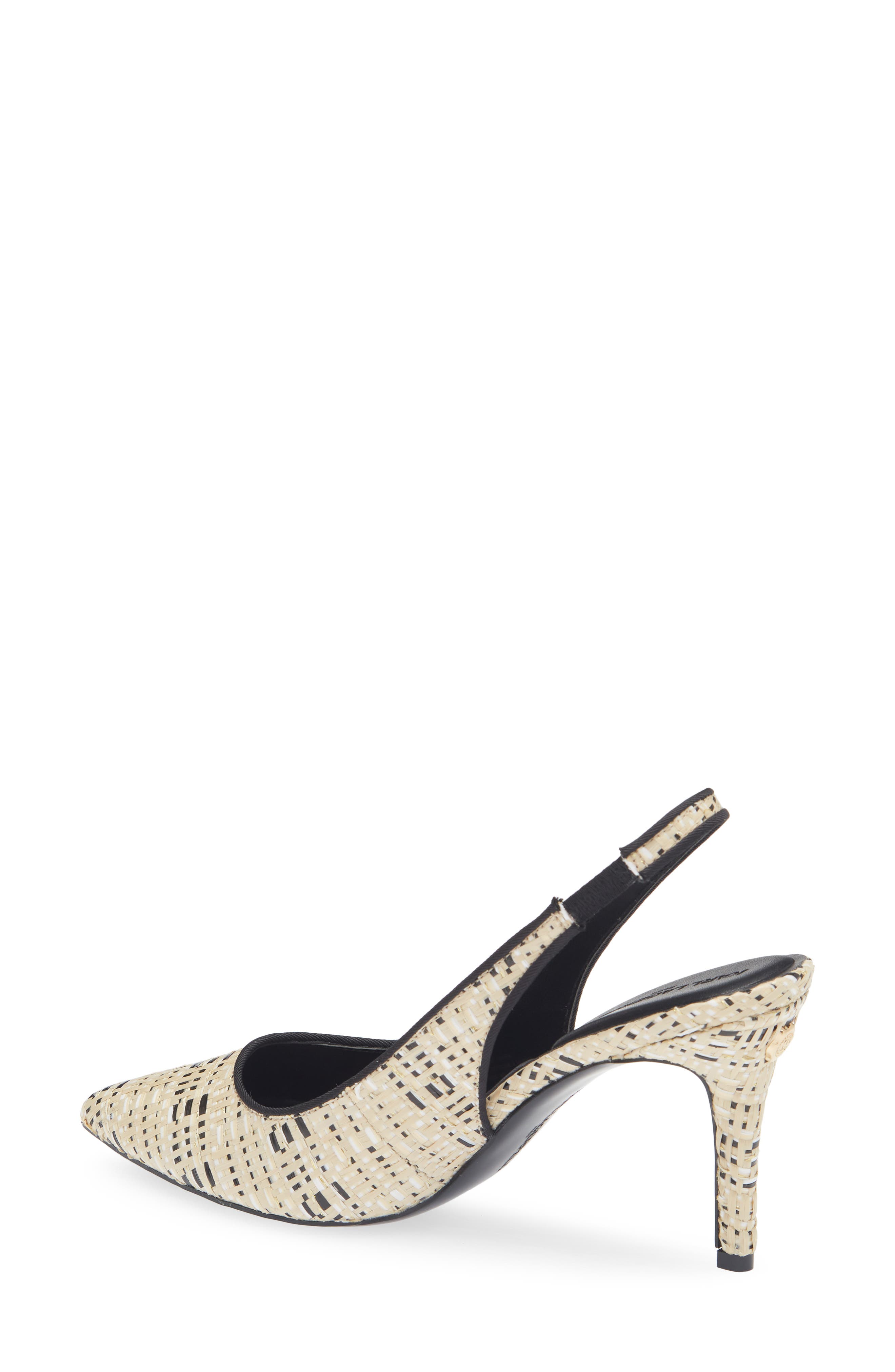 KARL LAGERFELD PARIS Rosalyn Pointed Toe Slingback Pump, Alternate, color, Natural/ Black