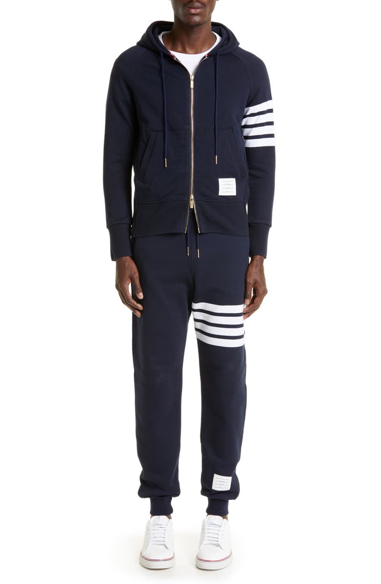 Classic 4-Bar Zip Cotton Hoodie