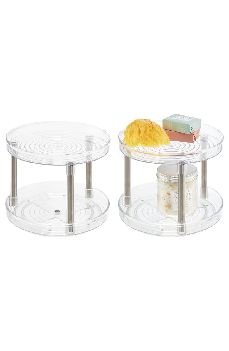 mDesign Spinning 2-Tier Lazy Susan Turntable Storage Tower - 2 Pack, Alternate, color,