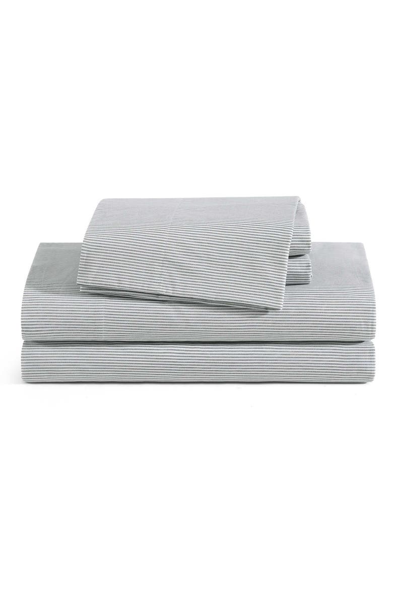 Tommy Hilfiger Ithaca Stripe Cotton Percale Sheet Set, Main, color, White/ Dark Green