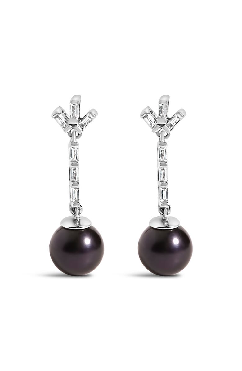 Haus of Brilliance Silver Pearl and White sapphire Drop and Dangle Earring, Main, color, White