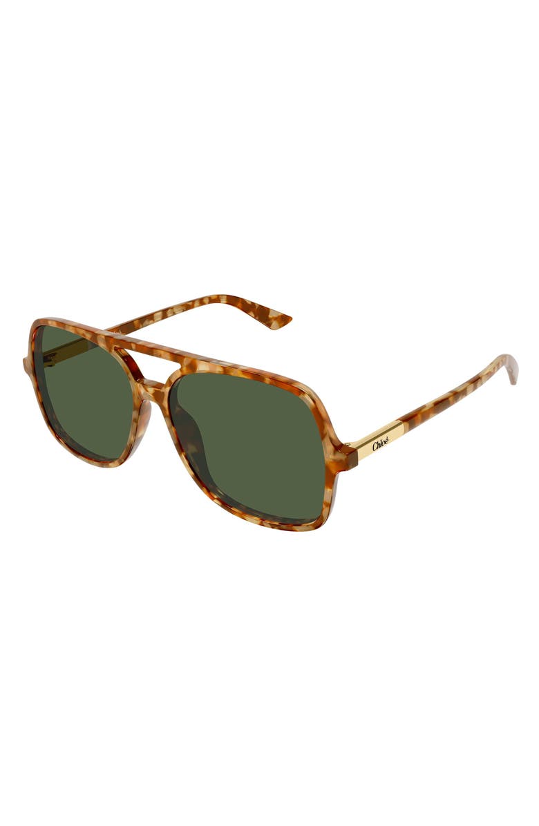 Chloé 57mm Navigator Sunglasses, Alternate, color, Shiny Havana Red Spot Beige