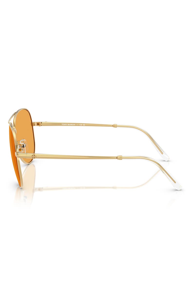 Tory Burch 60mm Pilot Sunglasses, Alternate, color, Yellow Gold / Orange