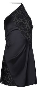 LIONESS Amore Lace Inset Halter Minidress