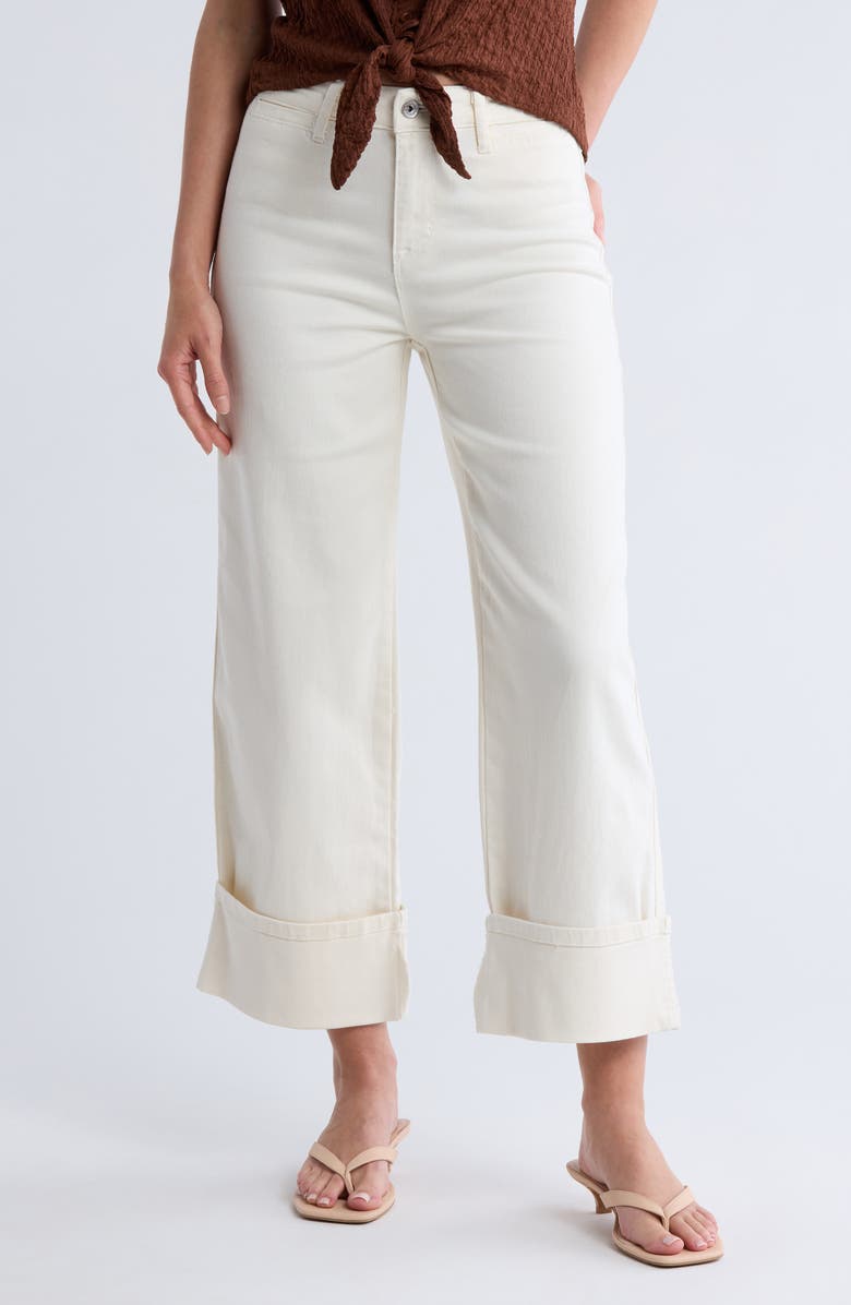 Sanctuary Cuffed Crop Wide Leg Pants, Main, color, Milk