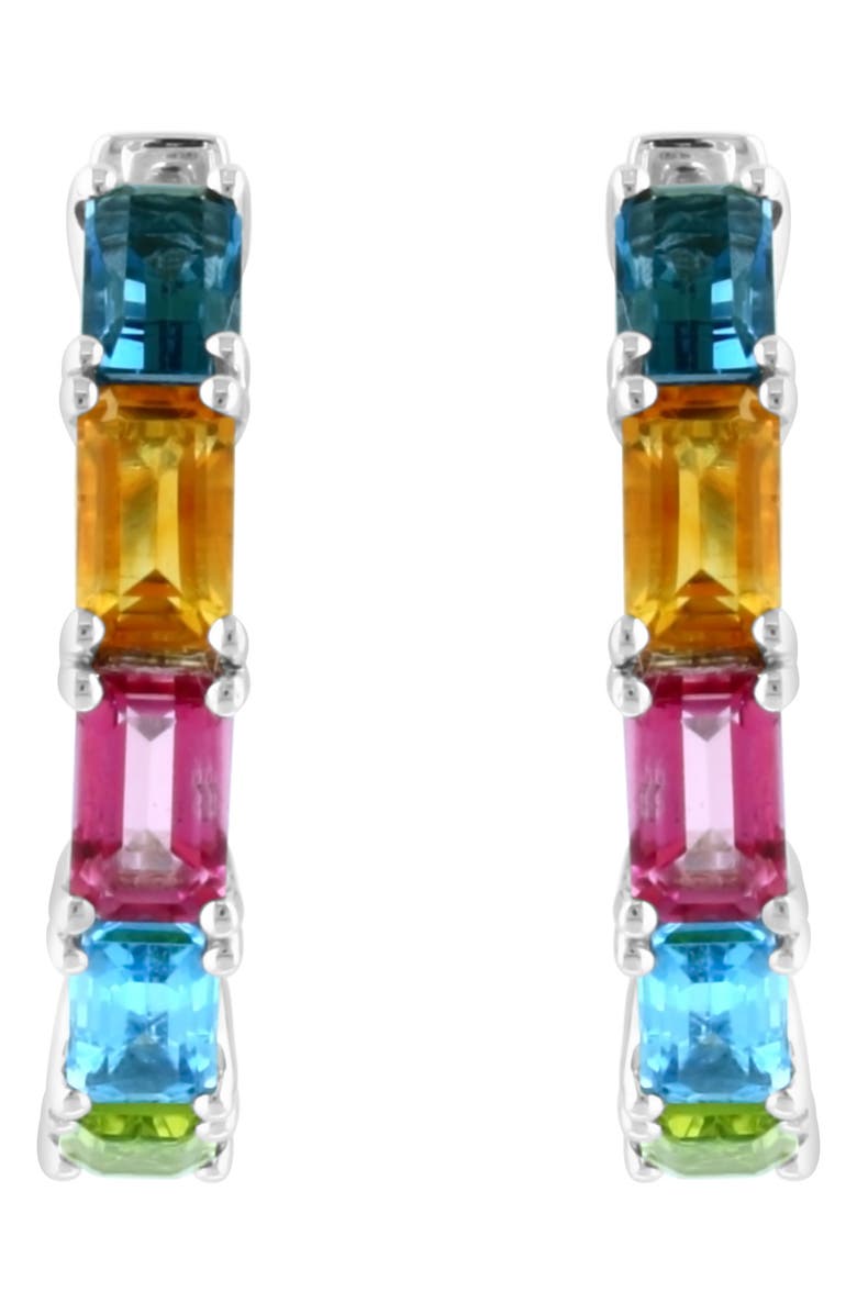 EFFY Sterling Silver Semiprecious Stone Huggie Hoop Earrings, Alternate, color, Multi