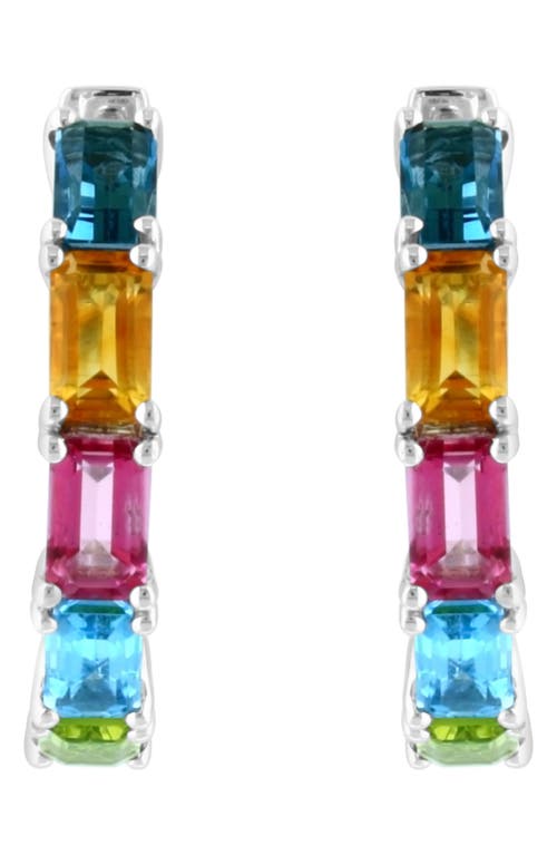 Effy Sterling Silver Semiprecious Stone Huggie Hoop Earrings In Multi