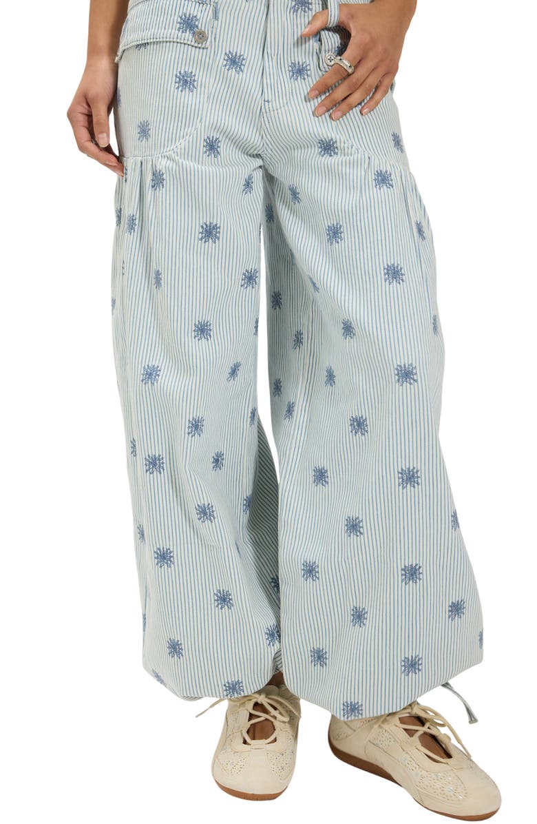 Free People Lotus Embroidered Railroad Stripe Jeans, Alternate, color, Indigo Railroad