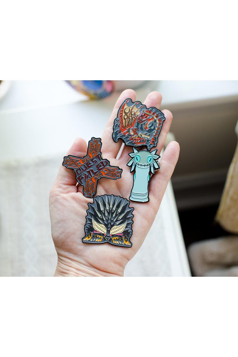 Monster Hunter World Collectible Enamel Pins | Set of 4 | Toynk Exclusive, Alternate, color, Blue