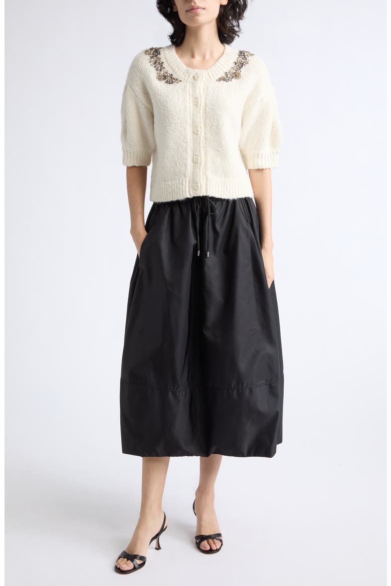 Sirani Nylon Midi Skirt, Alternate, color, BLACK