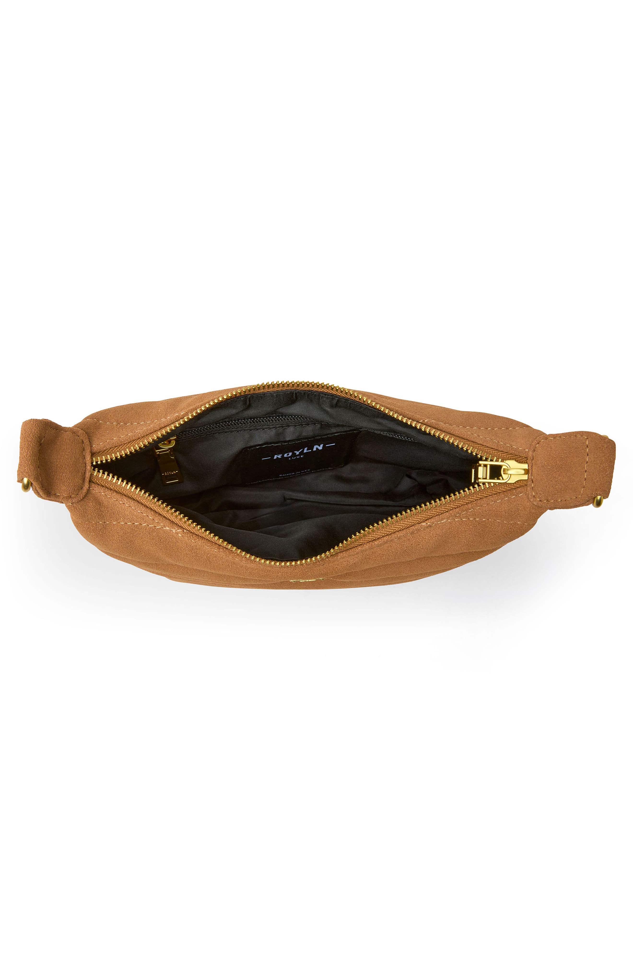 THINK ROYLN Quilted Mini Moon Crossbody Bag, Alternate, color, Terracotta Suede