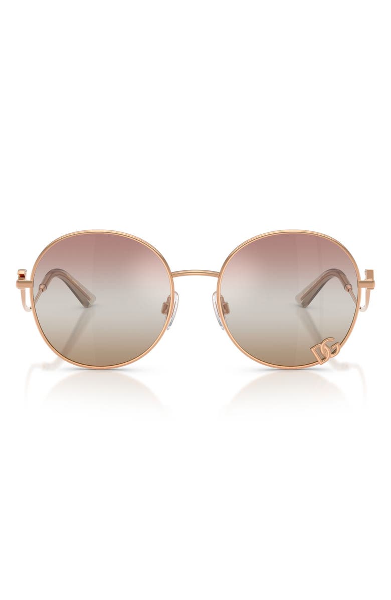 Dolce&Gabbana 56mm Gradient Round Sunglasses, Main, color, Rose Gold / Pink Brown