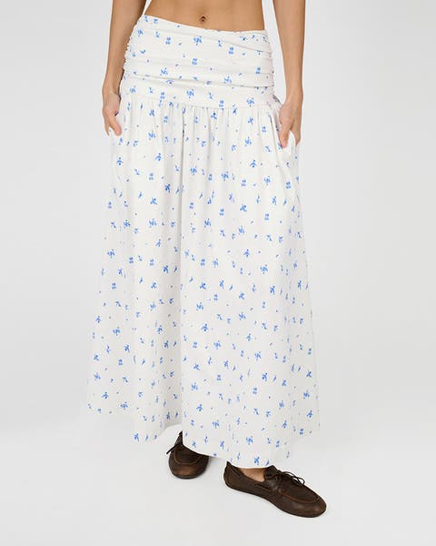 Ruched Waist Midi Skirt