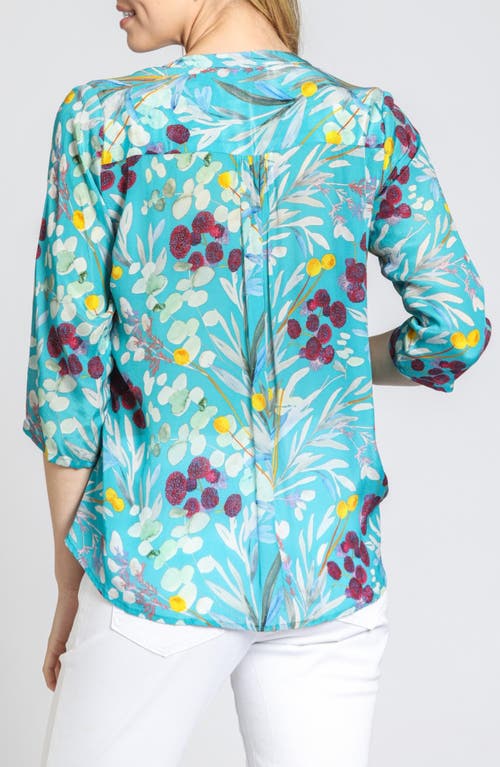 Apny Print Tassel Split Neck Chiffon Top