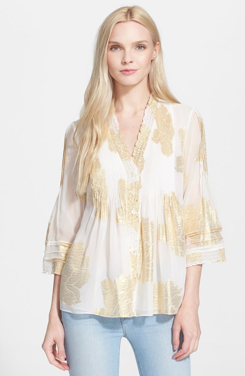 Diane von Furstenberg 'Layla' Metallic Floral Tunic Top | Nordstrom