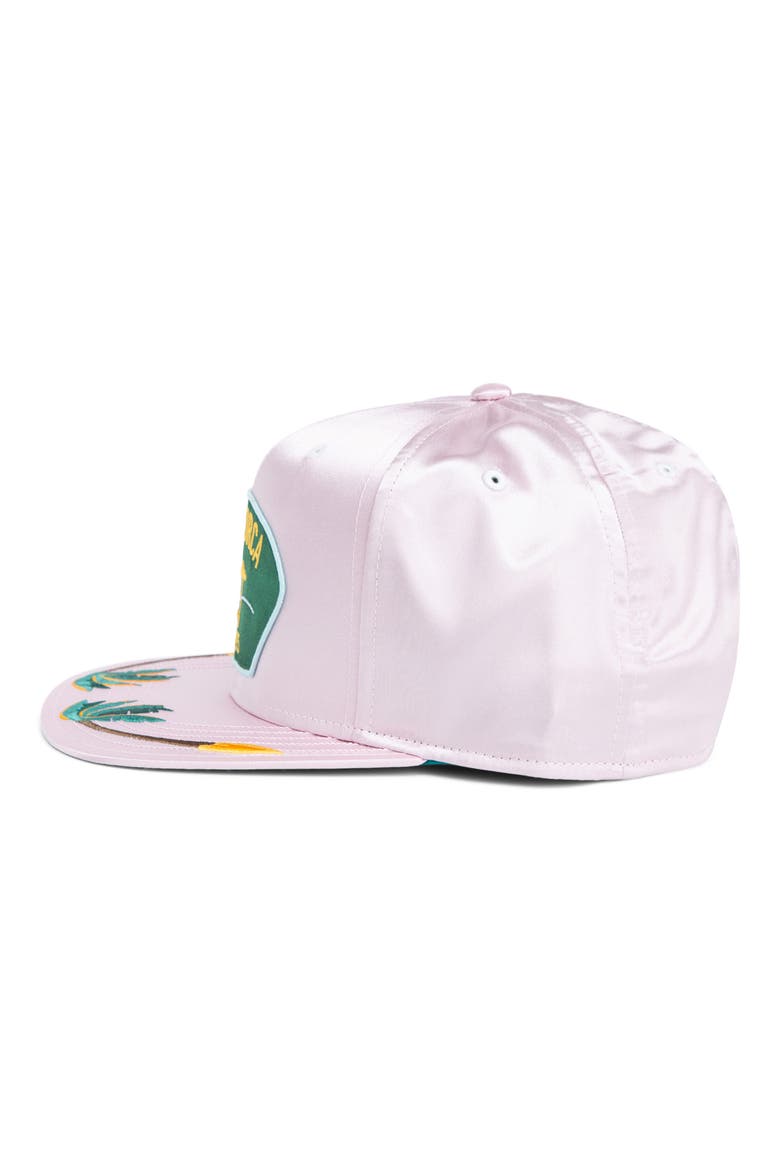 Mallorca Patch Satin Trucker Cap, Alternate, color, SAND