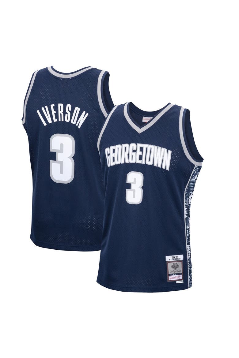 Men's Mitchell & Ness Allen Iverson Navy Georgetown Hoyas 1995/96 Swingman Replica Jersey, Alternate, color, Navy