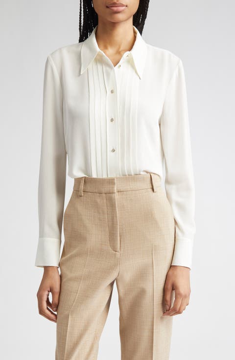 Silk Crepe Georgette Button-Up Shirt