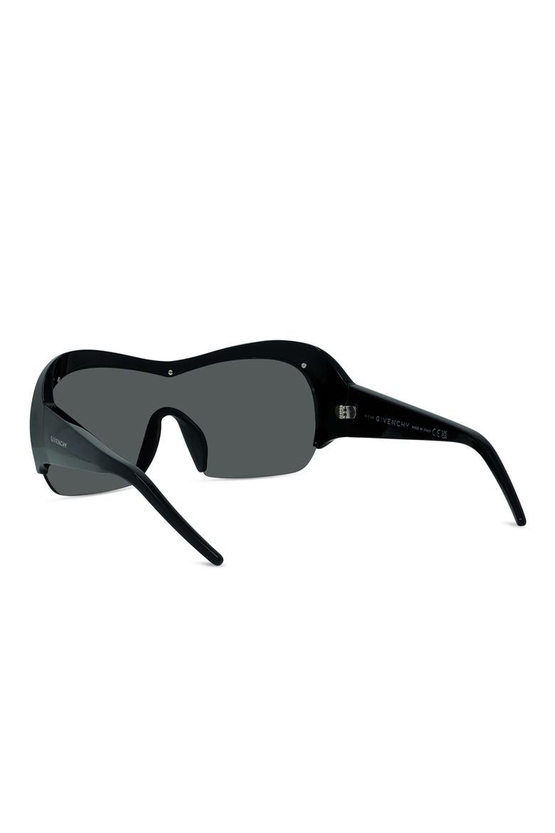 Night Bird Geometric 131mm Shield Sunglasses, Alternate, color, SHINY BLACK / SMOKE
