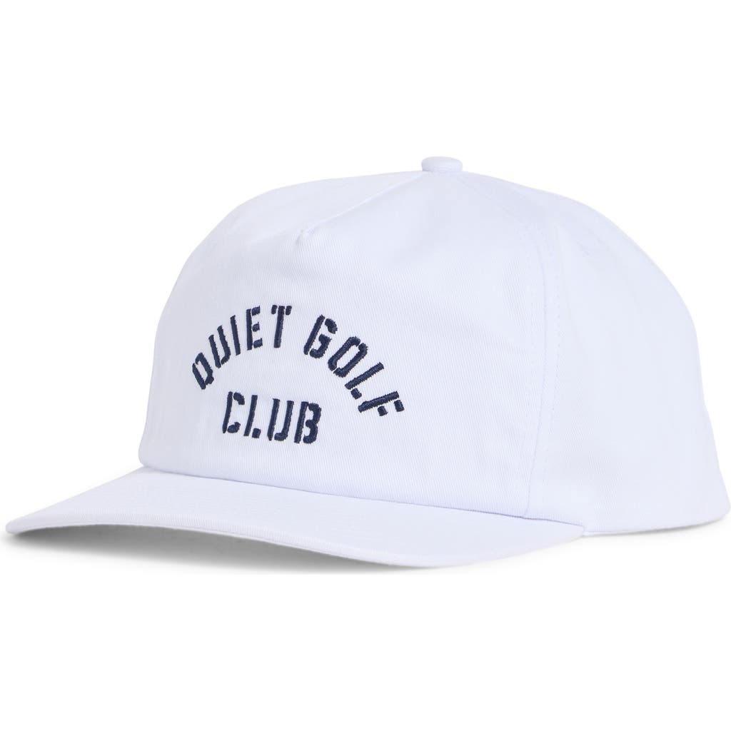 Quiet Golf Logo Embroidered Adjustable Cotton Ball Cap In White