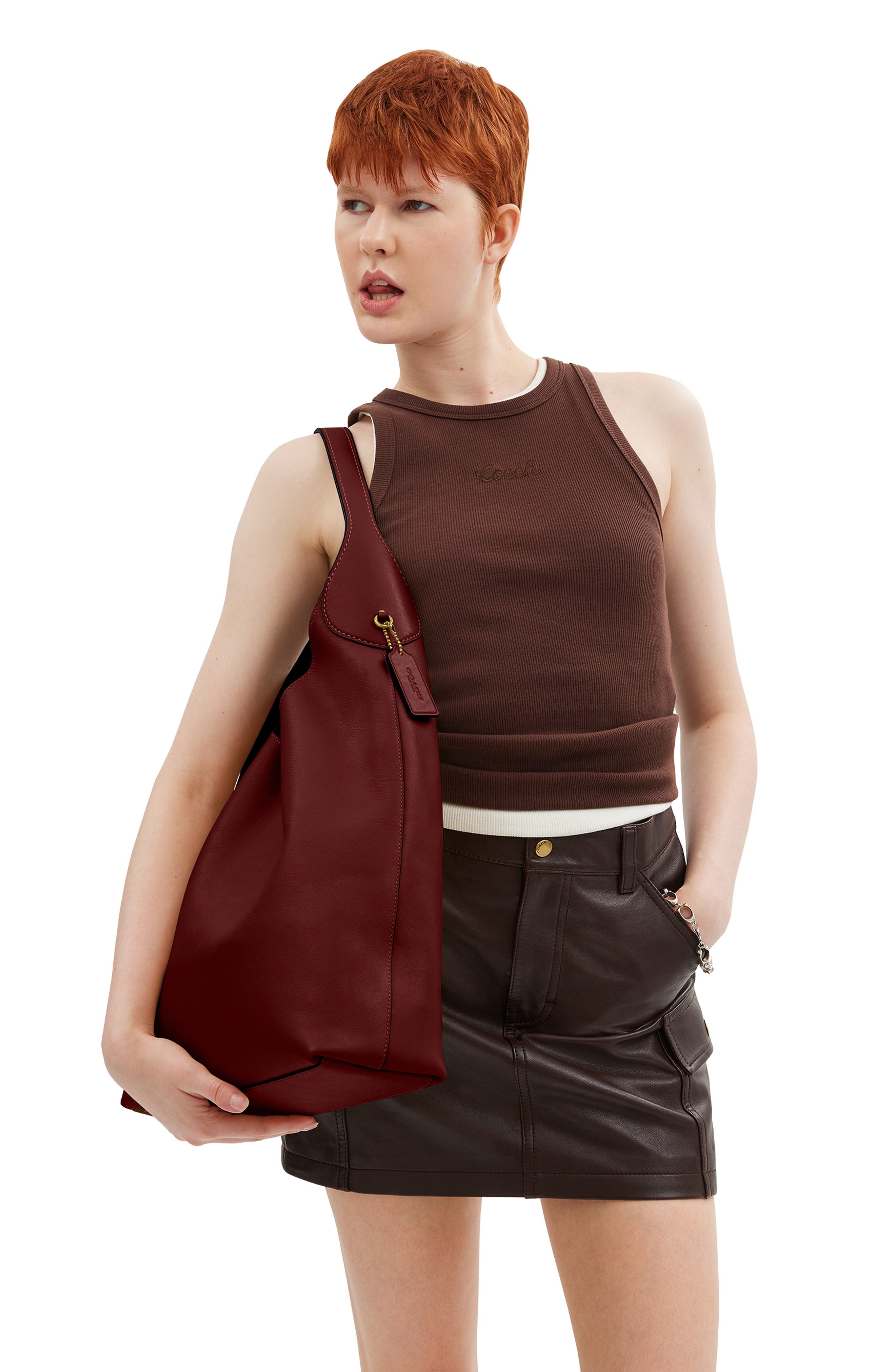 COACH Brooklyn 39 Shoulder Bag, Alternate, color, Dark Ruby