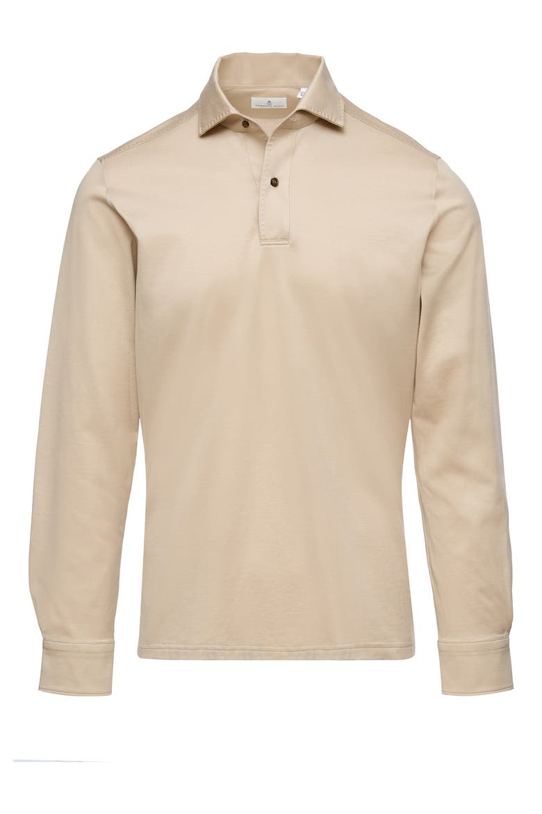 Jacquard Luxe Long Sleeve Polo, Main, color, MEDIUM BEIGE