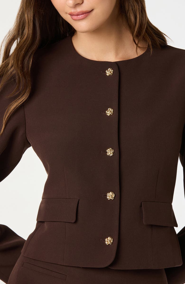 ASTR the Label Curve Sleeve Jacket, Alternate, color, Brown