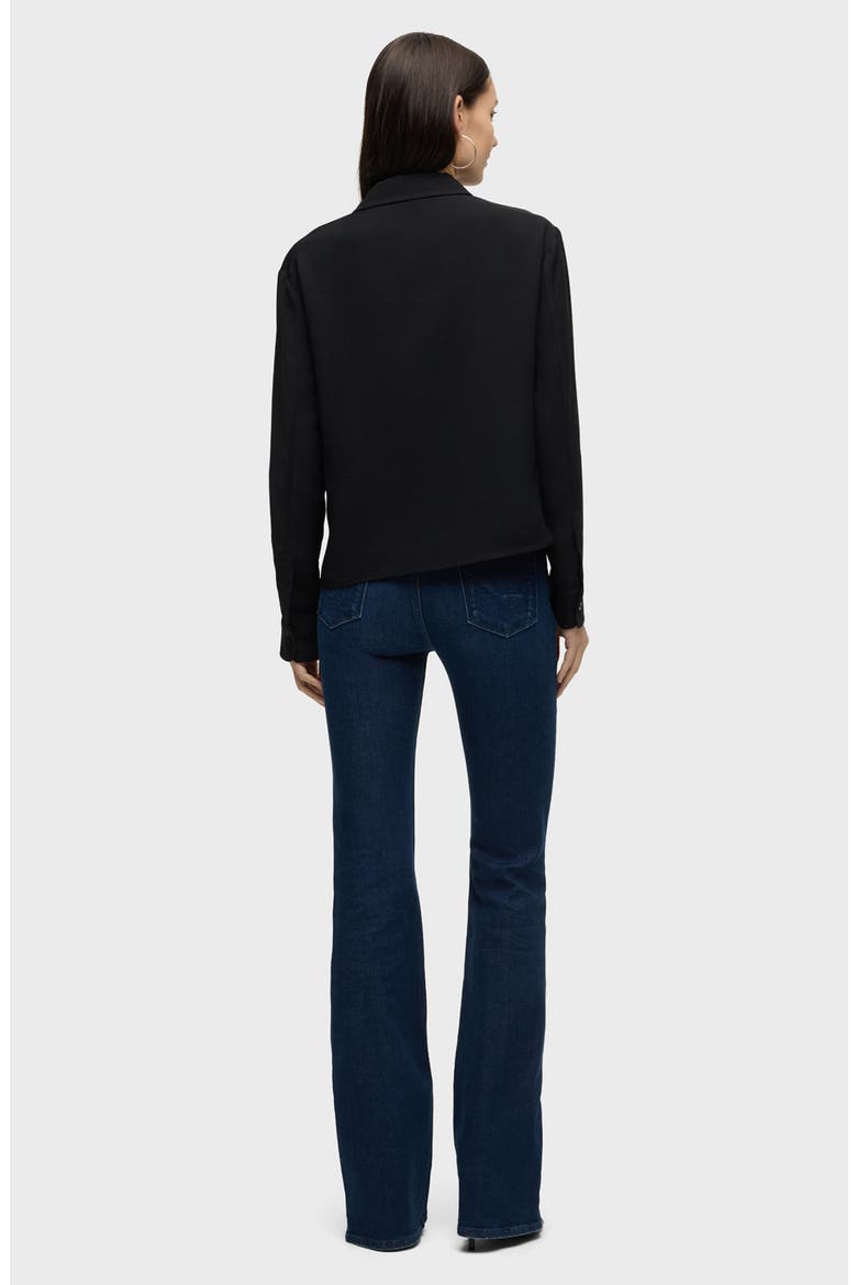 Knot Front Button-Down Shirt, Alternate, color, BLACK