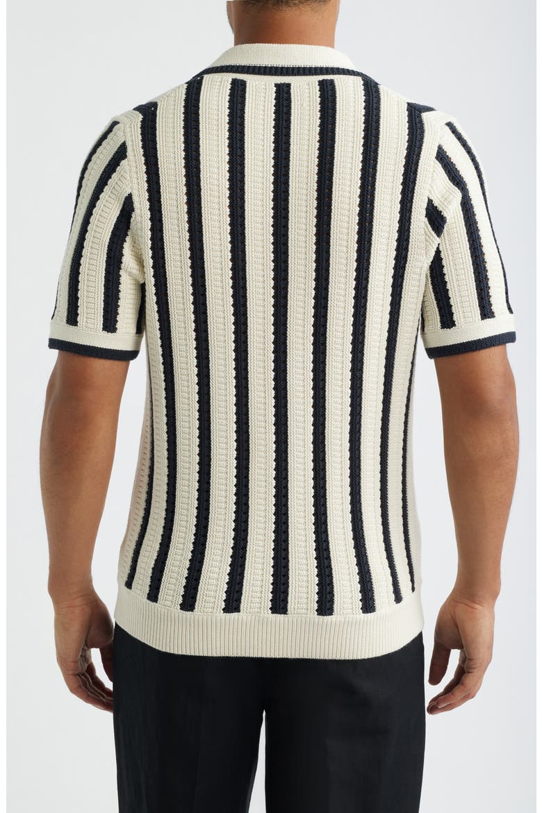 Duncan Stripe Polo Sweater, Alternate, color, WHITE/ NAVY