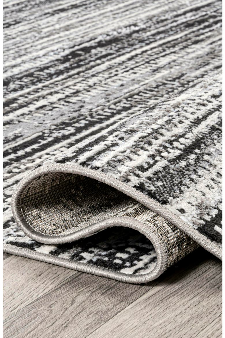 Lotus Modern Persian Floral Area Rug, Alternate, color, Black/Gray