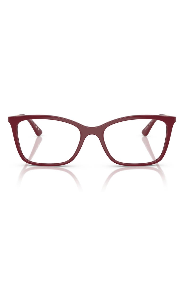 VOGUE 51mm Rectangular Optical Glasses, Main, color, Cherry