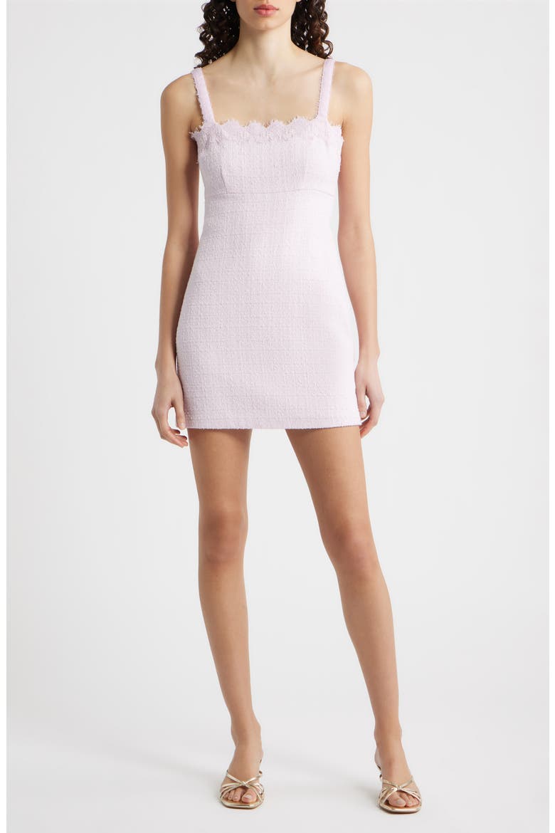 Willamina Lace Detail Cotton Blend Tweed Minidress, Main, color, PARASOL BLUSH