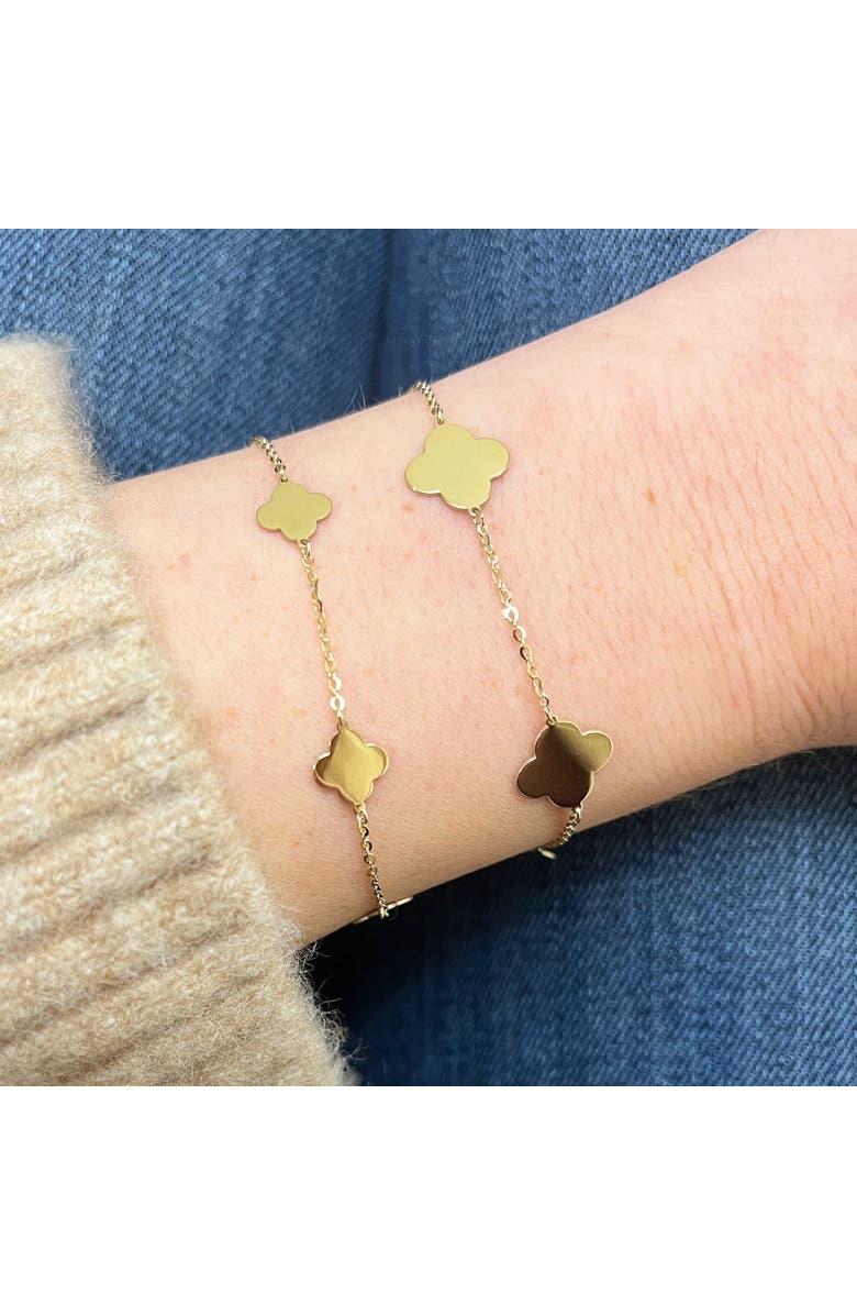 The Lovery Fine Jewelry Small Gold Clover Bracelet, Alternate, color, Gold
