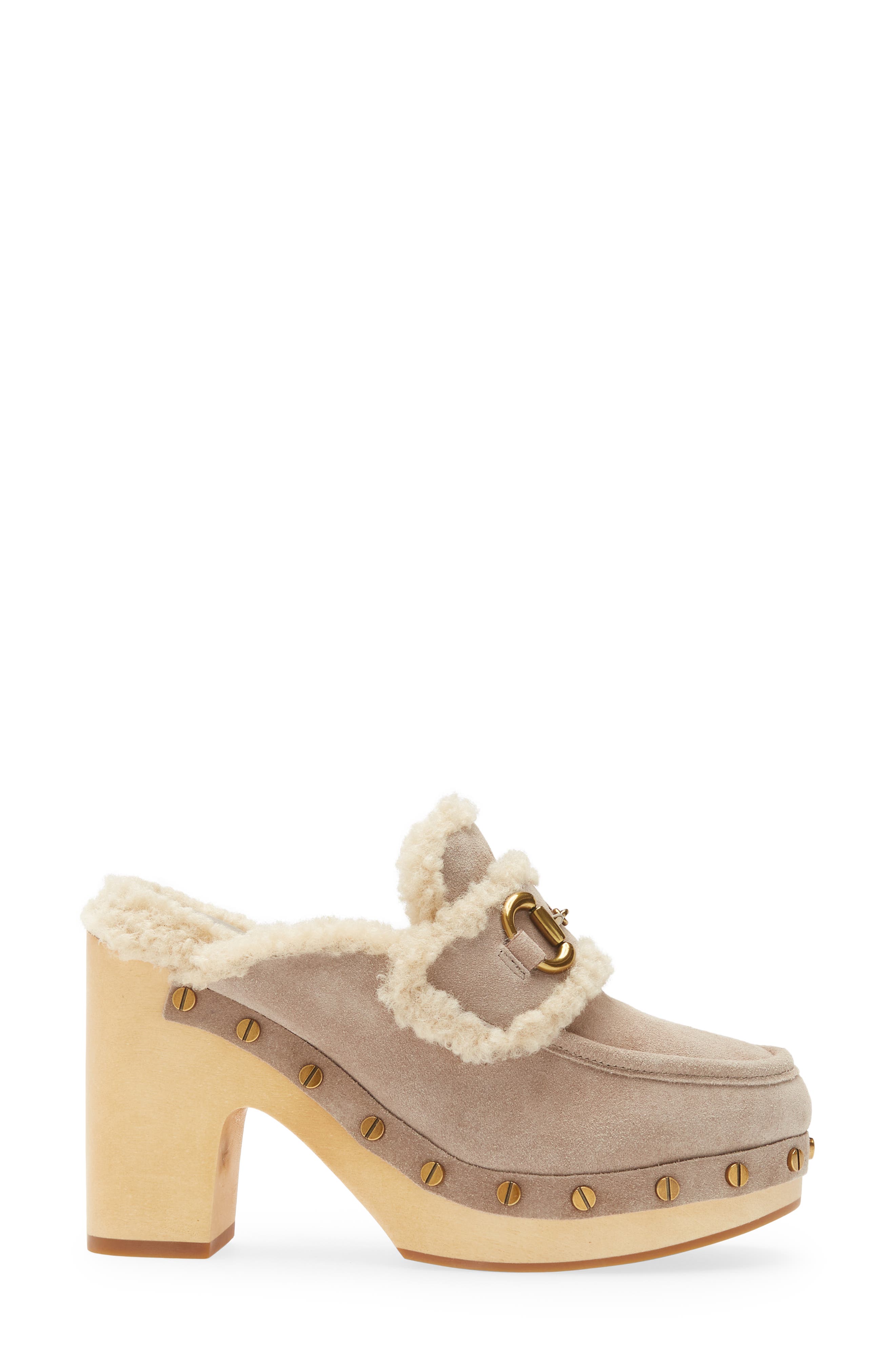 Delanie Faux Shearling Mule, Alternate, color, TAUPE SUEDE NATURAL