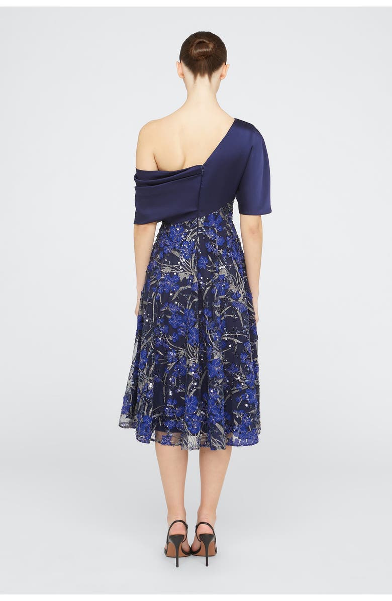 Theia Emory One Shoulder Dress, Alternate, color, Navy