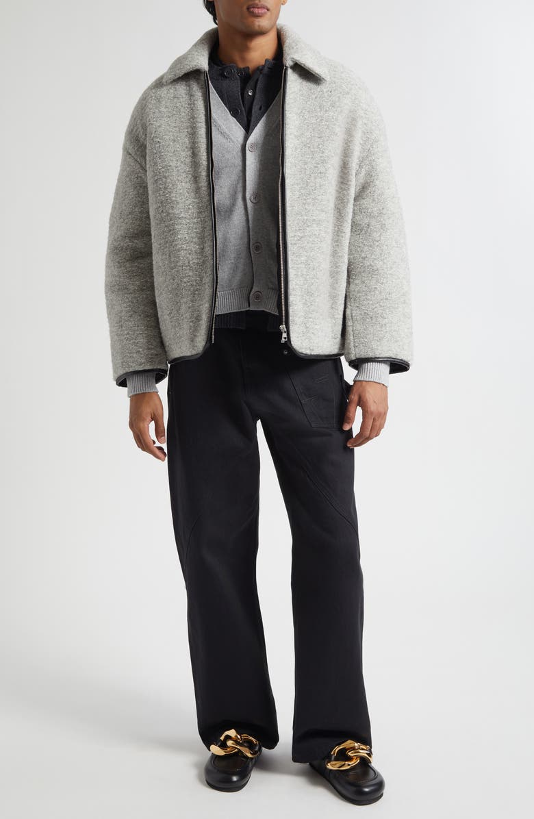 JW Anderson Contrast Trim Casual Wool Blend Jacket, Alternate, color, Light Grey Melange