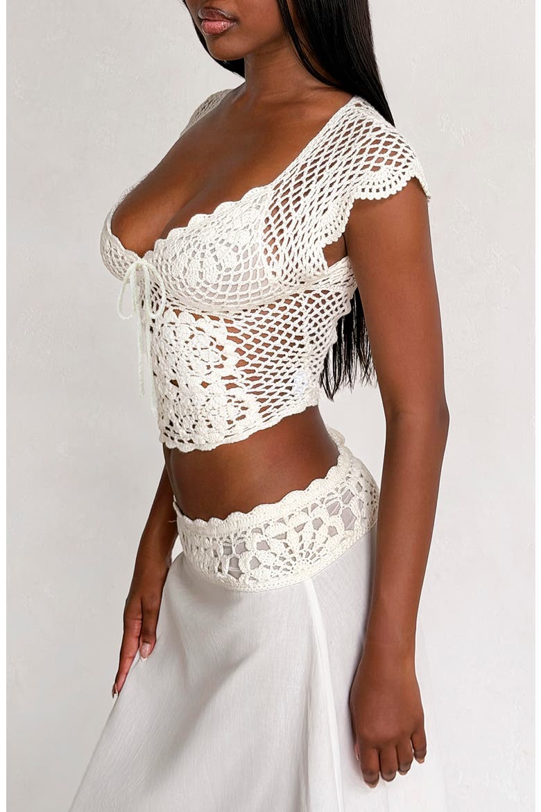Sasha Crochet Top, Alternate, color, IVORY
