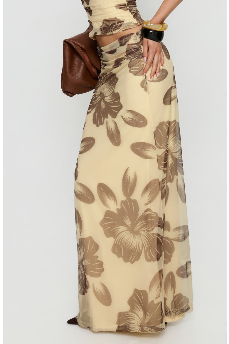 Roselin Floral Mesh Maxi Skirt, Alternate, color, BROWN FLORAL