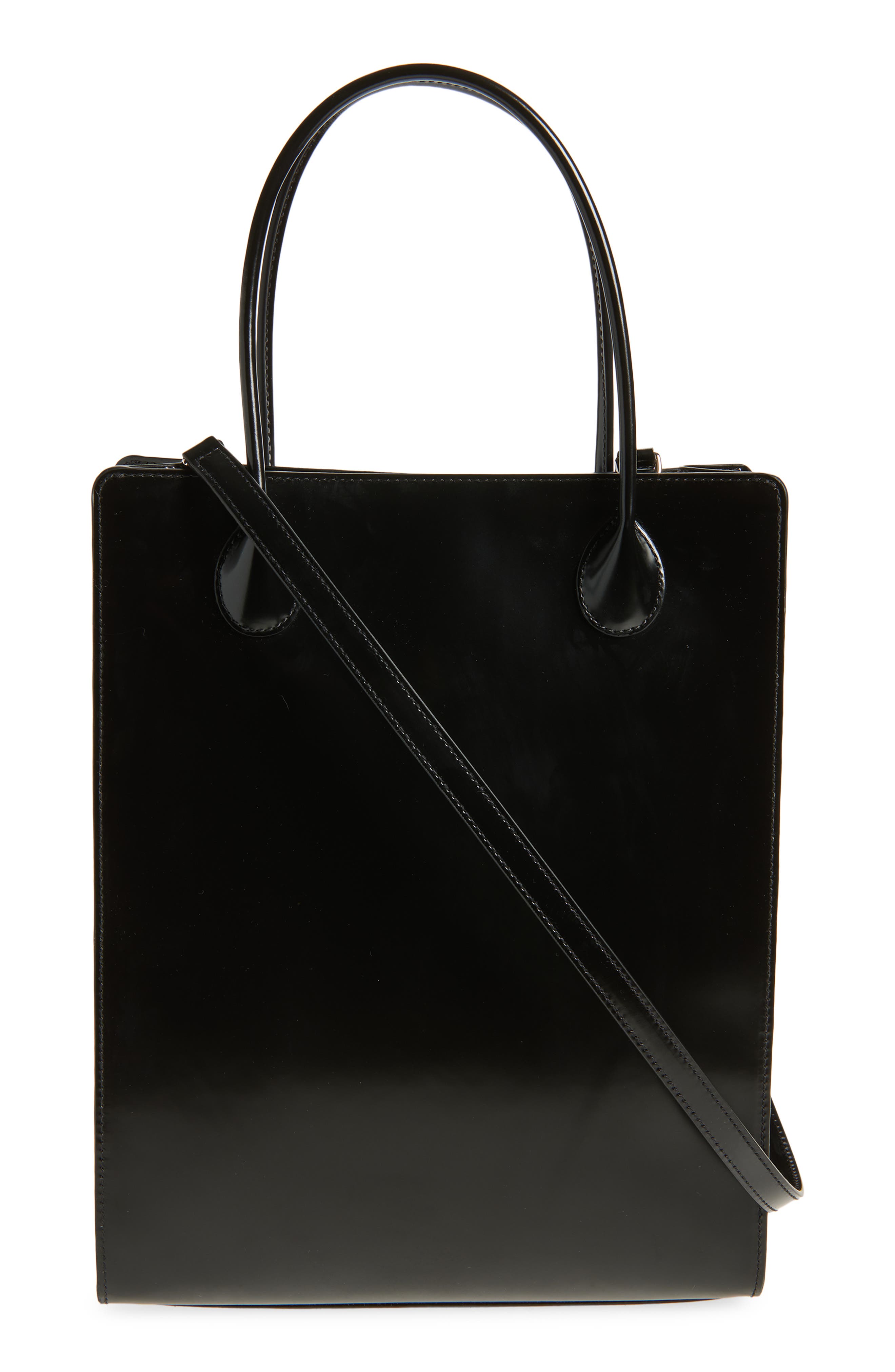 Lié Studio The Jane Leather Top Handle Bag, Alternate, color, Black Patent Leather