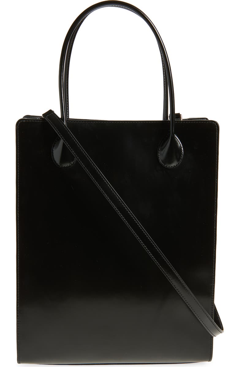 Lié Studio The Jane Leather Top Handle Bag, Alternate, color, Black Patent Leather