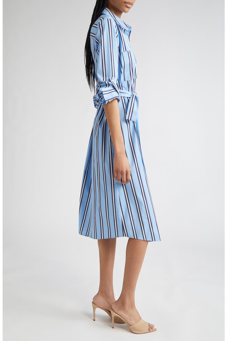 Jubilee Stripe Belted Long Sleeve Cotton Shirtdress, Alternate, color, SKY BLUE/ MIDNIGHT STRIPE