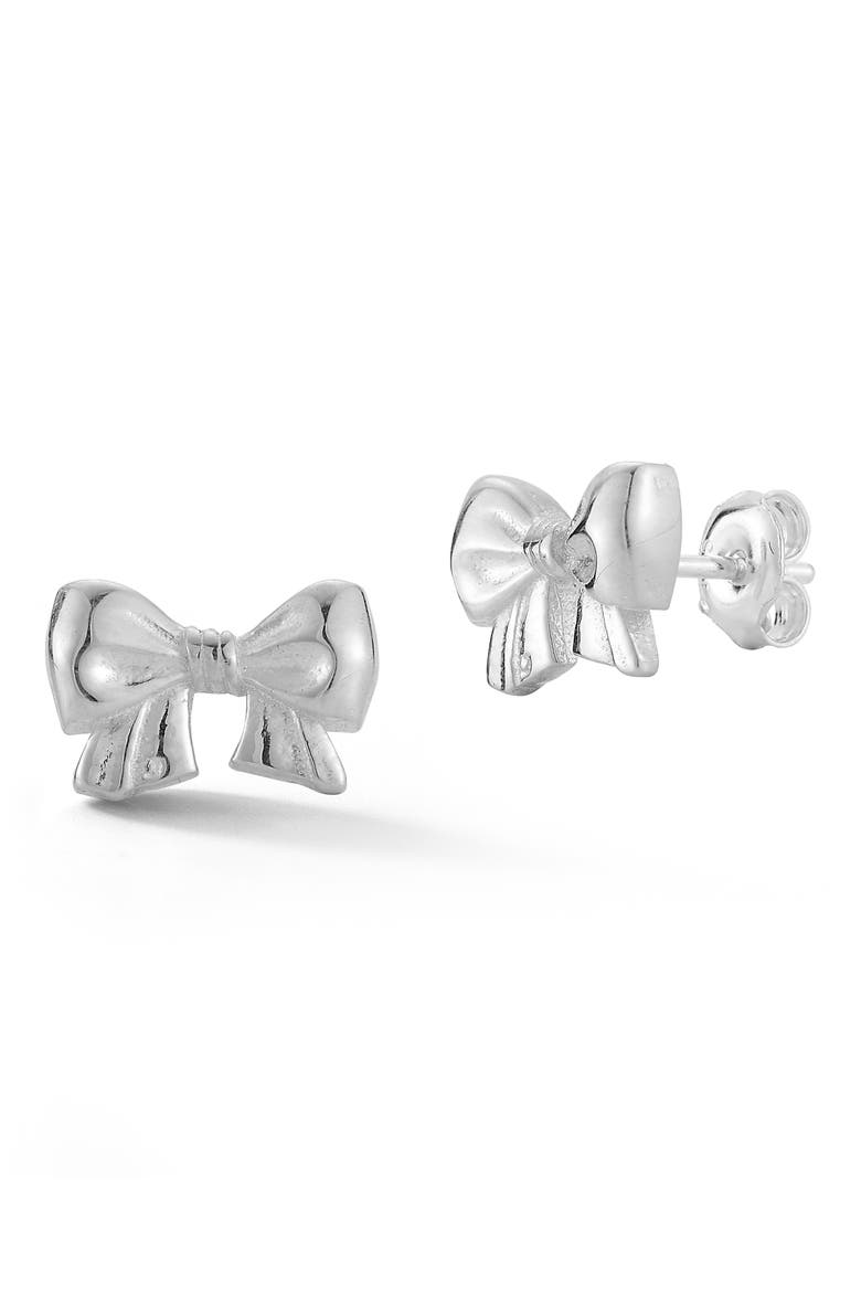 Bow Stud Earrings, Main, color, SILVER