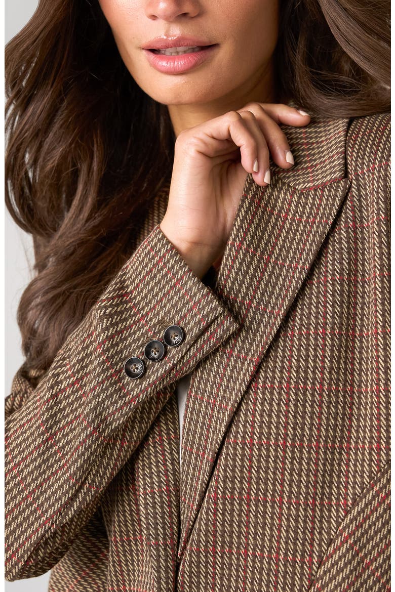 Plaid Cutaway Blazer, Alternate, color, OLIVE MULTI