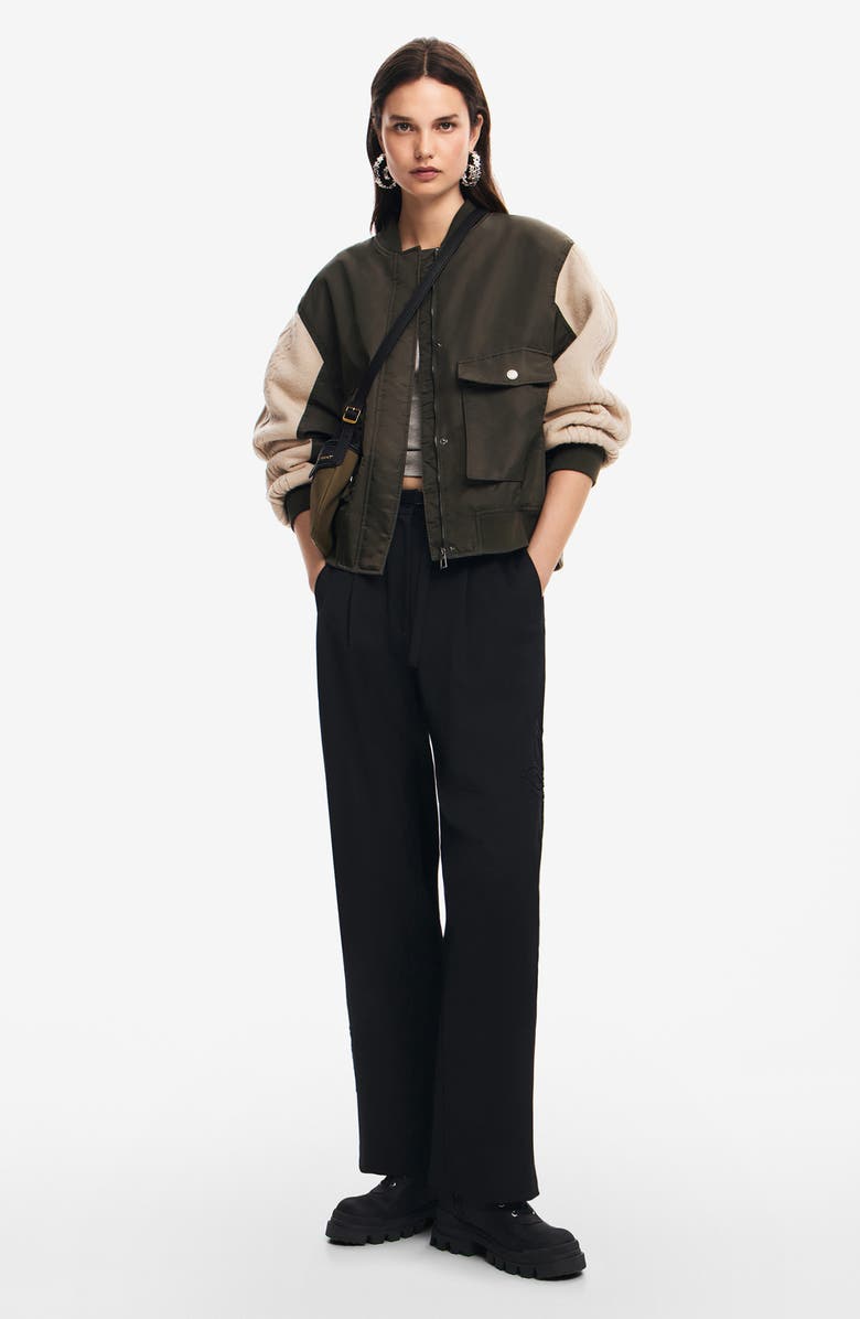 Desigual Bucharest Mix Media Bomber Jacket, Alternate, color, 