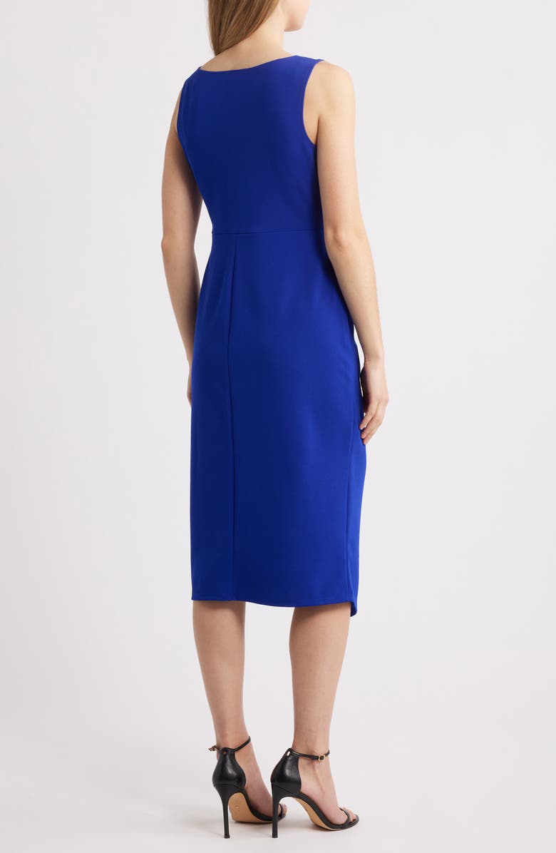 Connected Apparel Side Knot Sleeveless Sheath Midi Dress, Alternate, color, Deep Cobalt