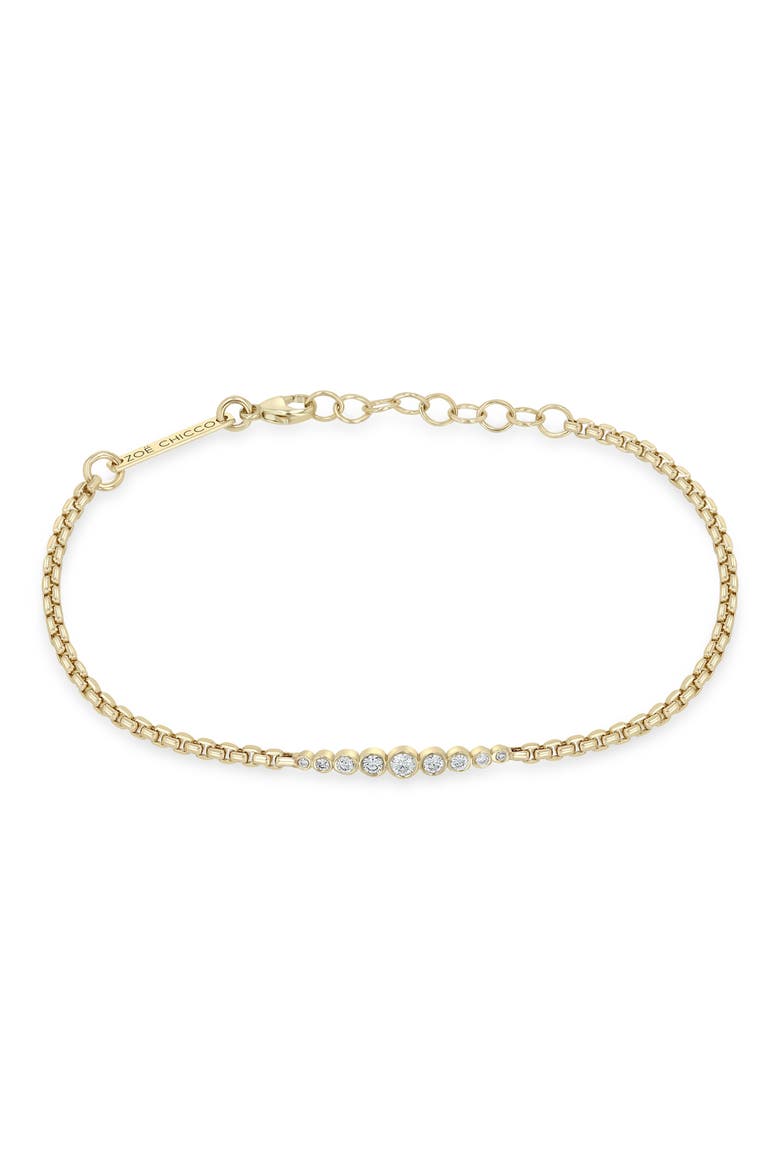 14K Gold Graduated Bezel Diamond Bracelet, Main, color, 14K YELLOW GOLD