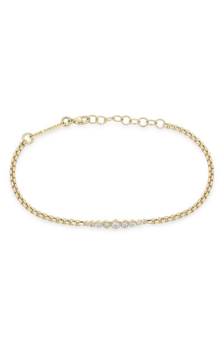 Zoë Chicco 14K Gold Graduated Bezel Diamond Bracelet, Main, color, 14K Yellow Gold