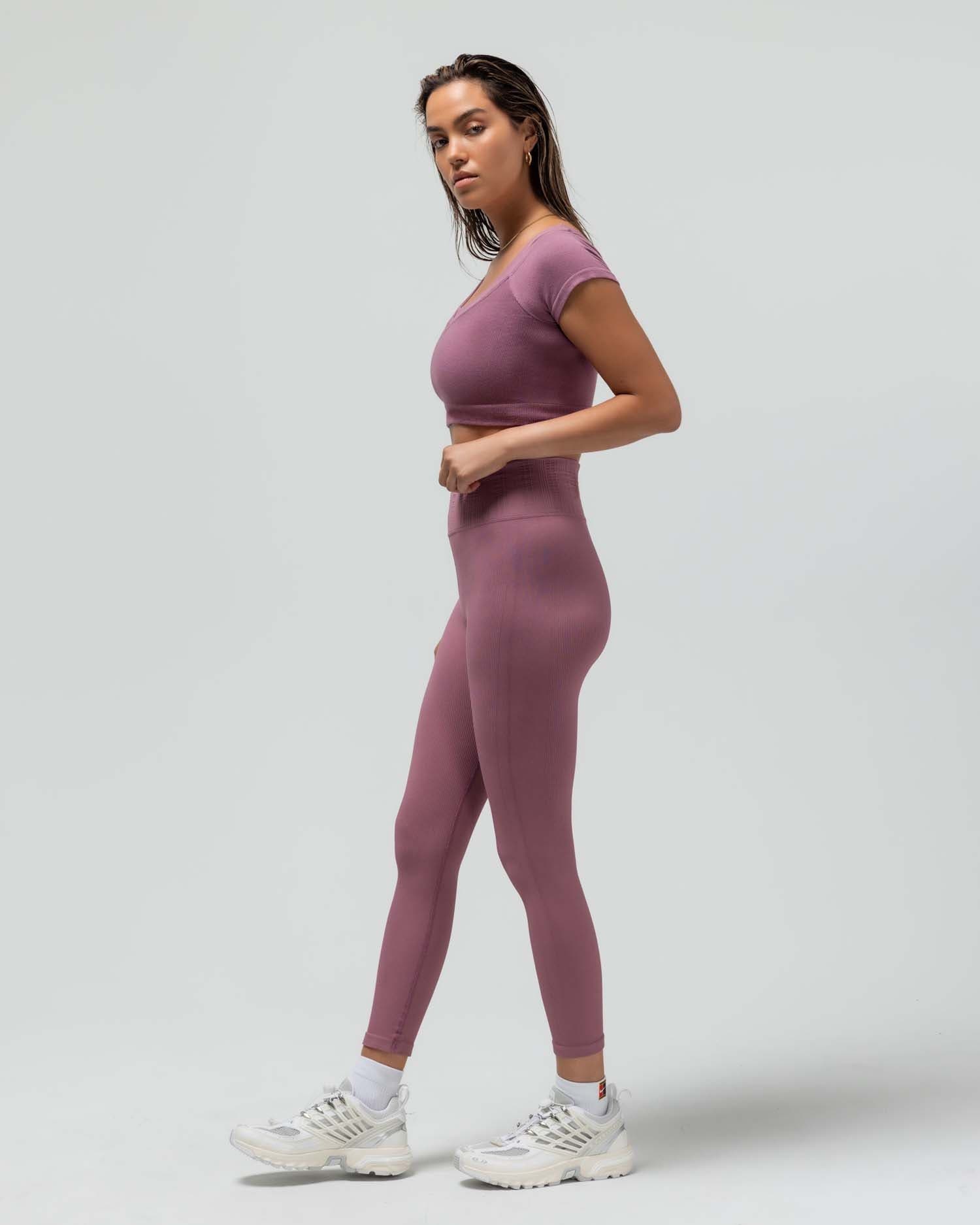 Reformer Ribbed Cap Sleeve Crop Top in Mauve 