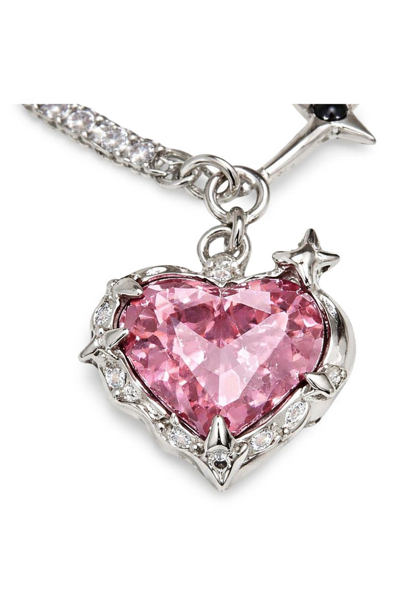 Crystal Heart Pendant Necklace, Alternate, color, PINK