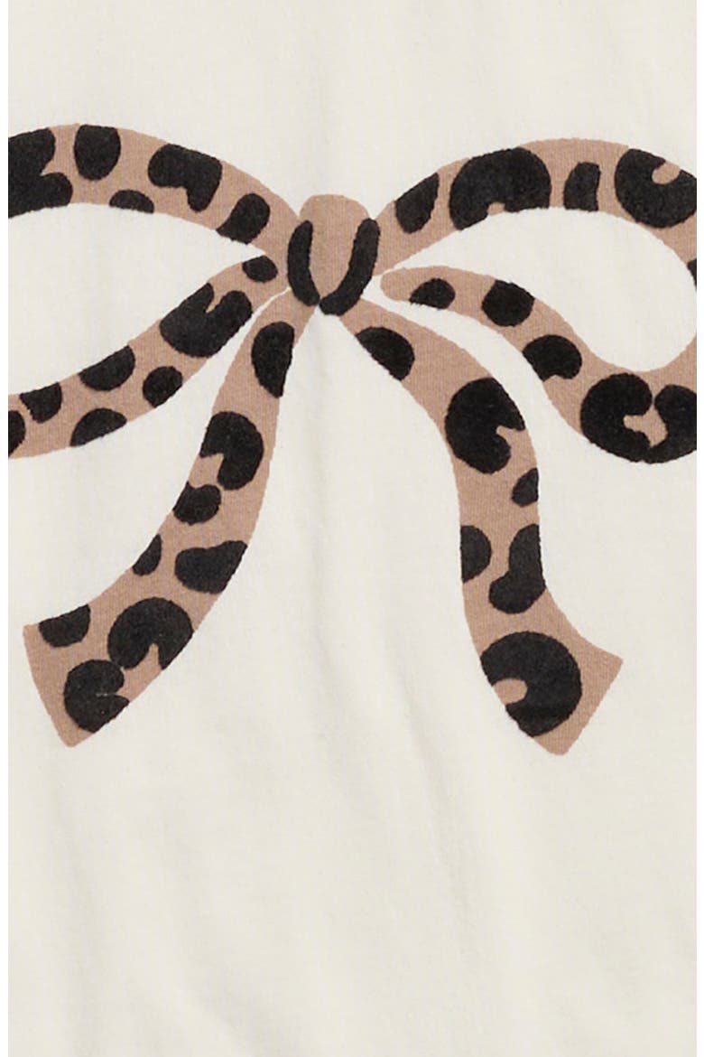 Kids' Cotton Graphic T-Shirt, Alternate, color, IVORY TOFU LEOPARD BOW